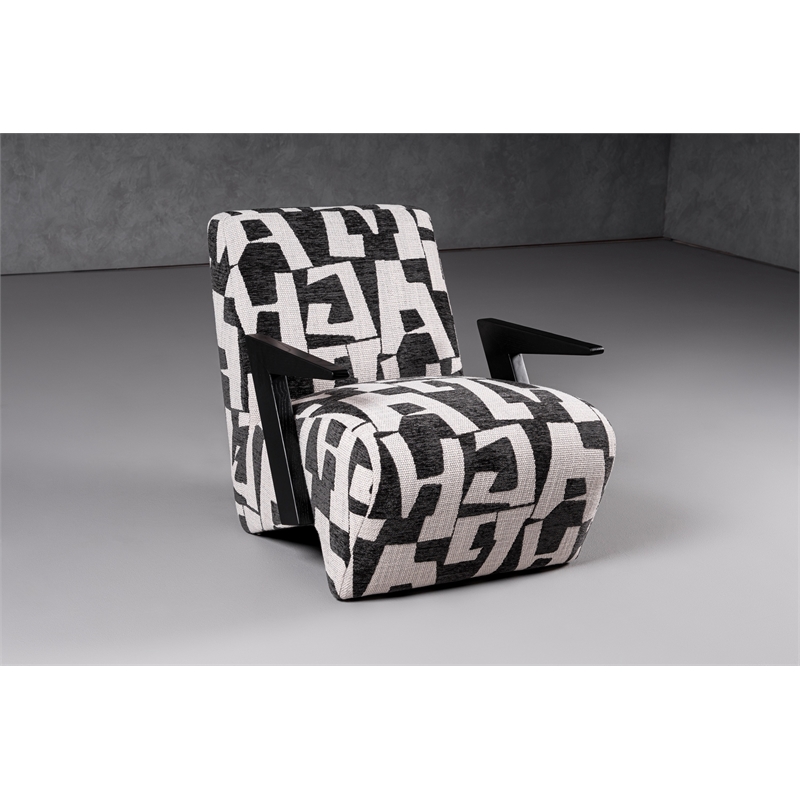 Pemberly Row Modern Black & White Fabric Accent Chair