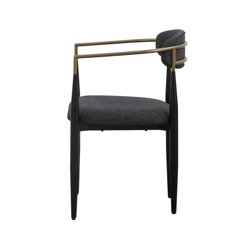 Pemberly Row Mid-Century Modern Dining Chair in Grey and Gold Accents