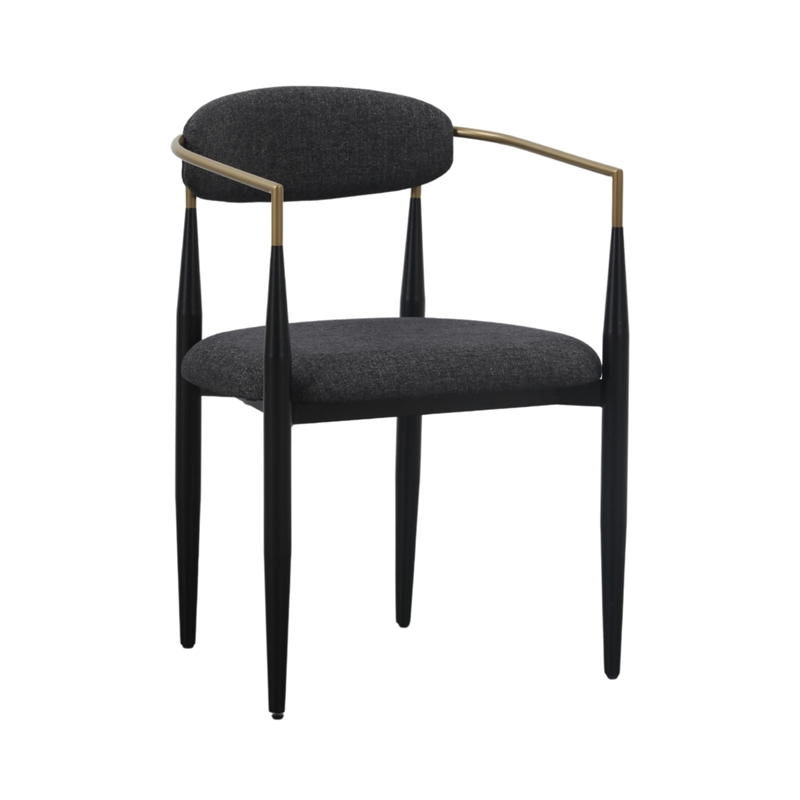 Pemberly Row Mid-Century Modern Dining Chair in Grey and Gold Accents
