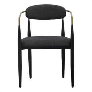 Pemberly Row Mid-Century Modern Dining Chair in Grey and Gold Accents