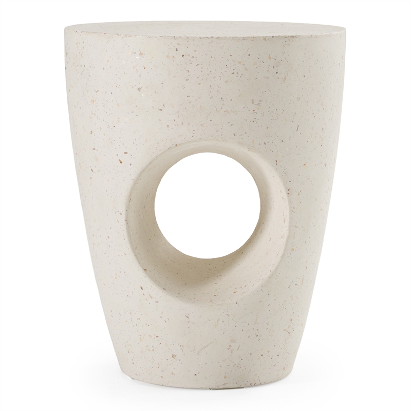 Pemberly Row Modern Terrazzo Concrete Dining Stool in White