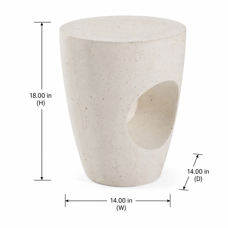 Pemberly Row Modern Terrazzo Concrete Dining Stool in White