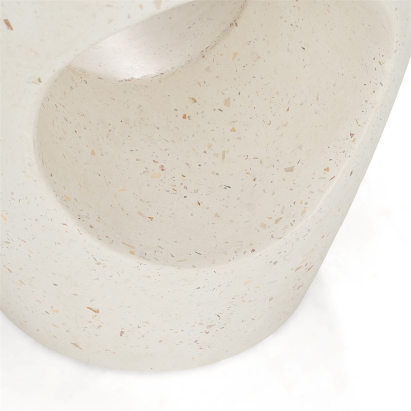 Pemberly Row Modern Terrazzo Concrete Dining Stool in White