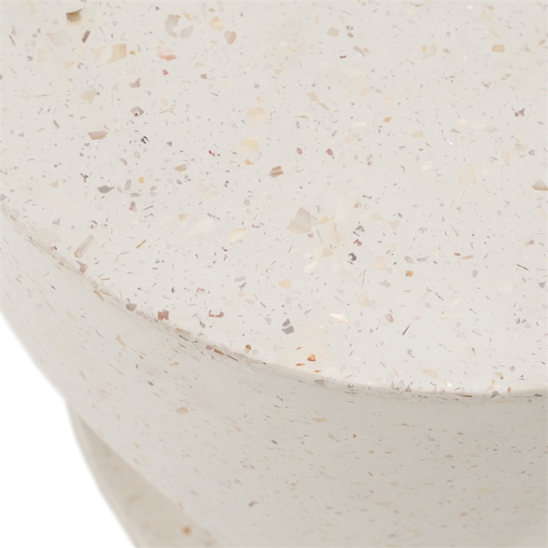 Pemberly Row Modern Terrazzo Concrete Dining Stool in White