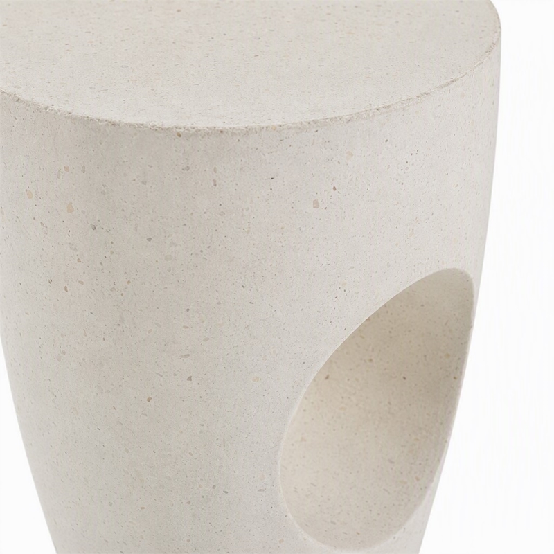 Pemberly Row Modern Terrazzo Concrete Dining Stool in White
