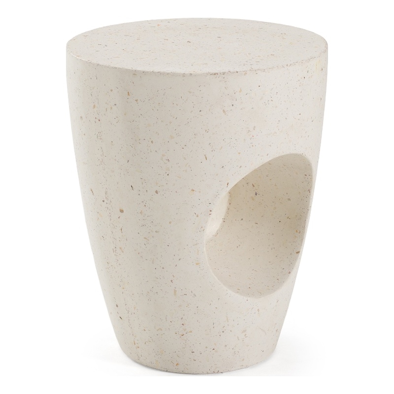 Pemberly Row Modern Terrazzo Concrete Dining Stool in White