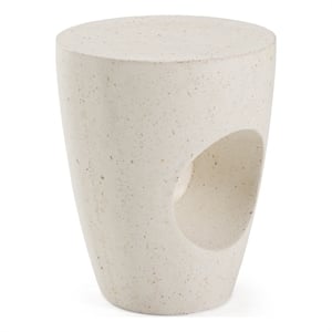 Pemberly Row Modern Terrazzo Concrete Dining Stool in White