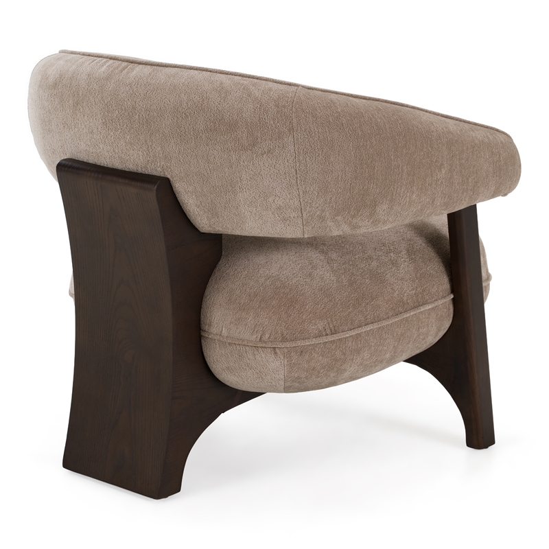 Pemberly Row Modern Tan Accent Chair with Brown Oak Legs