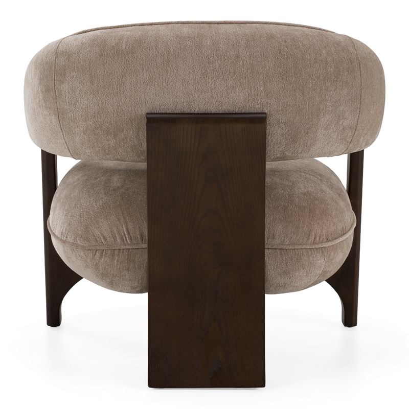 Pemberly Row Modern Tan Accent Chair with Brown Oak Legs