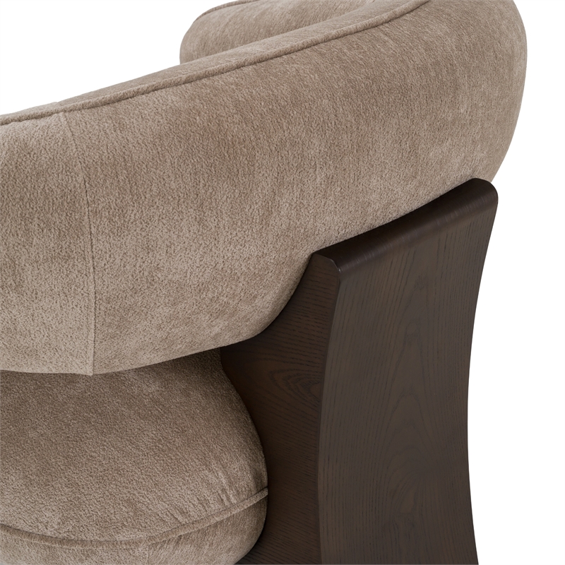 Pemberly Row Modern Tan Accent Chair with Brown Oak Legs