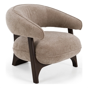 Pemberly Row Modern Tan Accent Chair with Brown Oak Legs