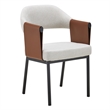 Pemberly Row Modern Light Grey & Camel Dining Chair with Armrests