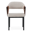 Pemberly Row Modern Light Grey & Camel Dining Chair with Armrests