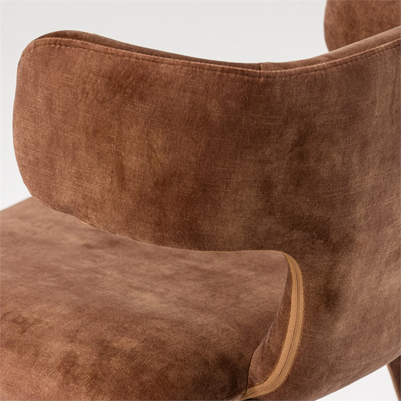 Pemberly Row Modern Camel Velvet Fabric Dining Chair