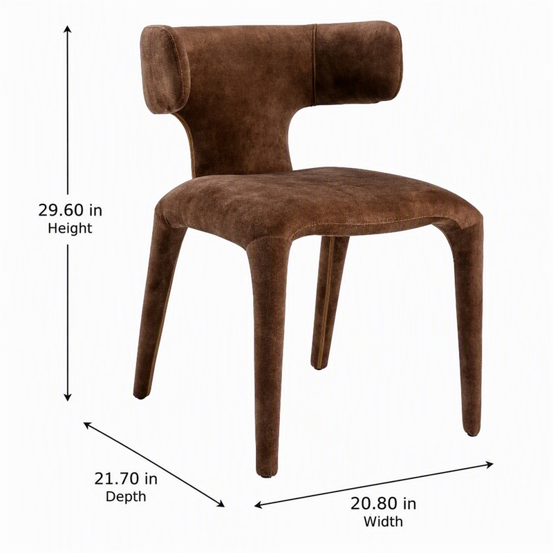 Pemberly Row Modern Camel Velvet Fabric Dining Chair