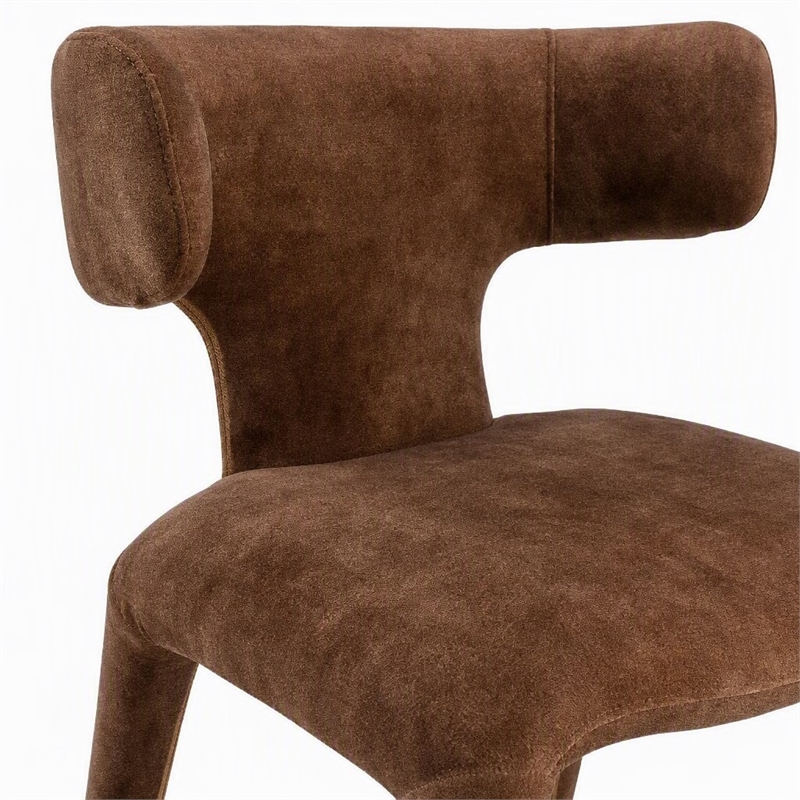 Pemberly Row Modern Camel Velvet Fabric Dining Chair