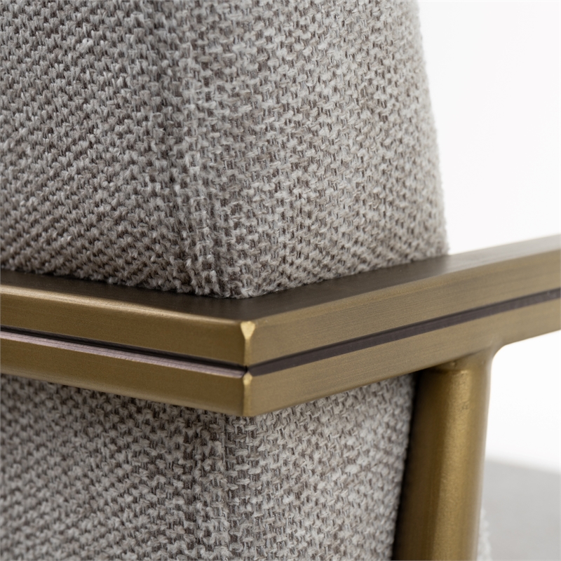 Pemberly Row Modern Light Grey Dining Chair with Brass Frame