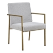 Pemberly Row Modern Light Grey Dining Chair with Brass Frame