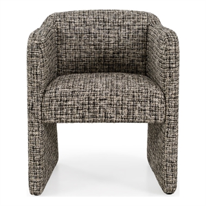 Pemberly Row Modern Beige and Black Fabric Upholstered Dining Arm Chair
