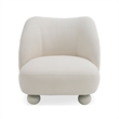 Pemberly Row Contemporary White Fabric Accent Chair with Birch Wood Legs