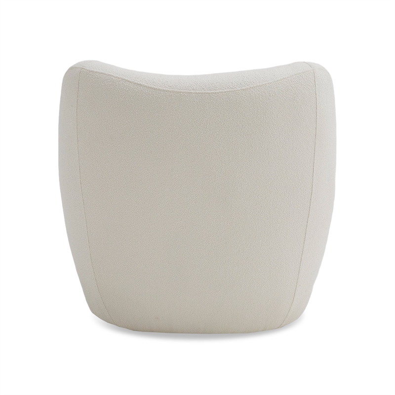 Pemberly Row Contemporary White Fabric Accent Chair with Birch Wood Legs