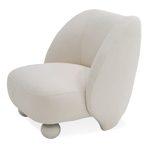 Pemberly Row Contemporary White Fabric Accent Chair with Birch Wood Legs