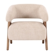 Pemberly Row Mid-Century Modern Beige Fabric Accent Chair with Ash Legs