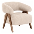 Pemberly Row Mid-Century Modern Beige Fabric Accent Chair with Ash Legs