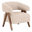 Pemberly Row Mid-Century Modern Beige Fabric Accent Chair with Ash Legs