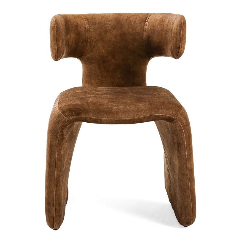 Pemberly Row Modern Camel Velvet Dining Chair with Iron Frame