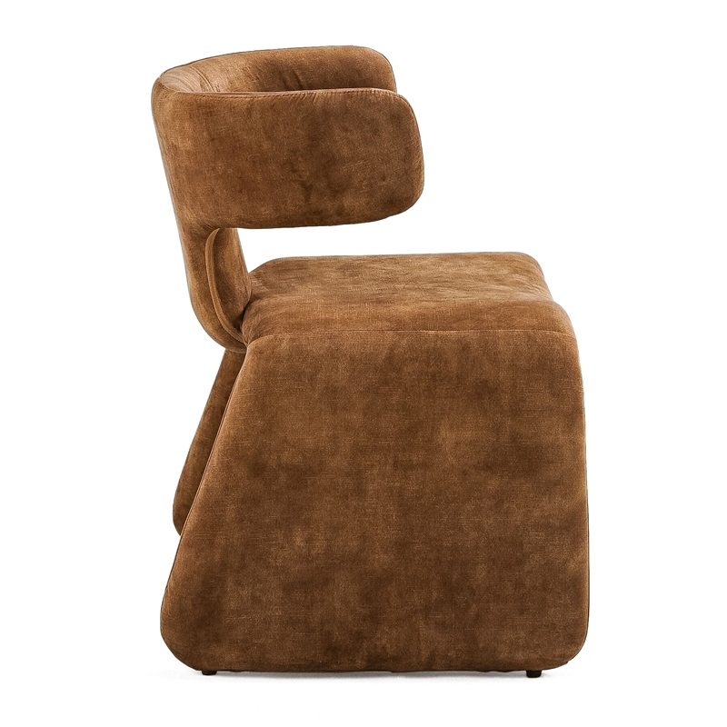 Pemberly Row Modern Camel Velvet Dining Chair with Iron Frame