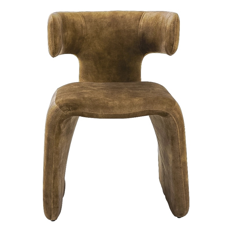 Pemberly Row Modern Camel Velvet Dining Chair with Iron Frame