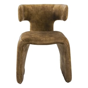 Pemberly Row Modern Camel Velvet Dining Chair with Iron Frame