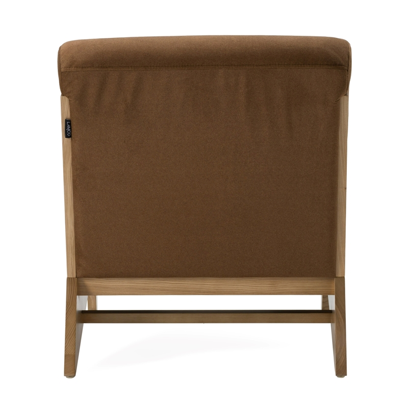 Pemberly Row Modern Brown Accent Chair with Wood Frame and Fabric Upholstery