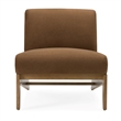 Pemberly Row Modern Brown Accent Chair with Wood Frame and Fabric Upholstery