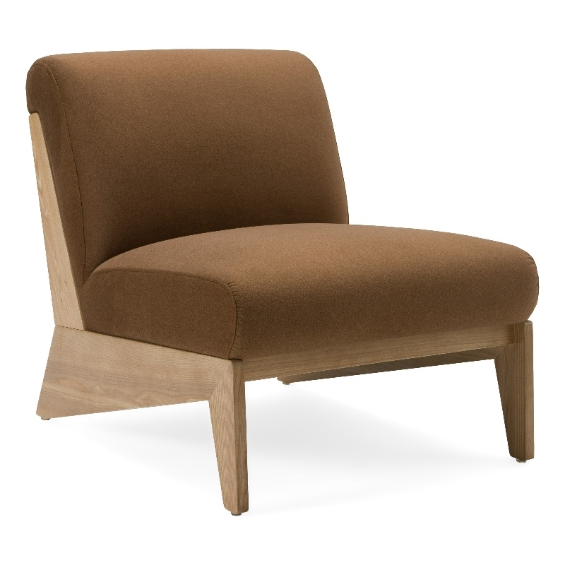 Pemberly Row Modern Brown Accent Chair with Wood Frame and Fabric Upholstery