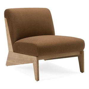 Pemberly Row Modern Brown Accent Chair with Wood Frame and Fabric Upholstery