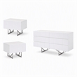 Pemberly Row White Dresser and Two Nightstands Set in High Gloss Finish