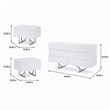 Pemberly Row White Dresser and Two Nightstands Set in High Gloss Finish