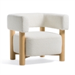 Pemberly Row White Fabric Chair with Beech Wood Legs and 16.3