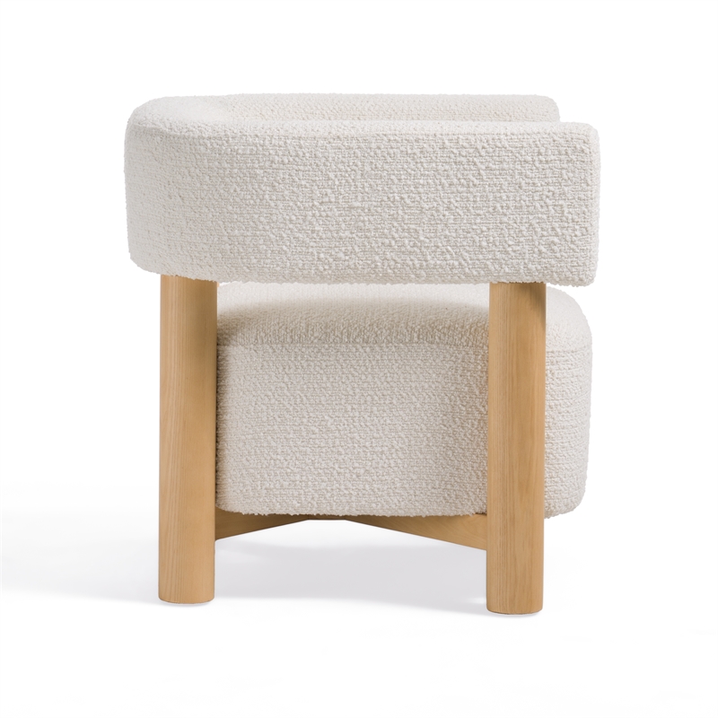 Pemberly Row White Fabric Chair with Beech Wood Legs and 16.3