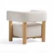 Pemberly Row White Fabric Chair with Beech Wood Legs and 16.3