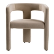 Pemberly Row Modern Beige Fabric Dining Chair with Cast Iron Legs