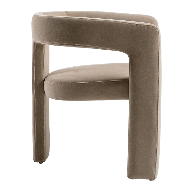 Pemberly Row Modern Beige Fabric Dining Chair with Cast Iron Legs