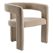 Pemberly Row Modern Beige Fabric Dining Chair with Cast Iron Legs
