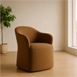 Pemberly Row Modern Brown Fabric Dining Chair with Rolling Casters