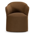 Pemberly Row Modern Brown Fabric Dining Chair with Rolling Casters