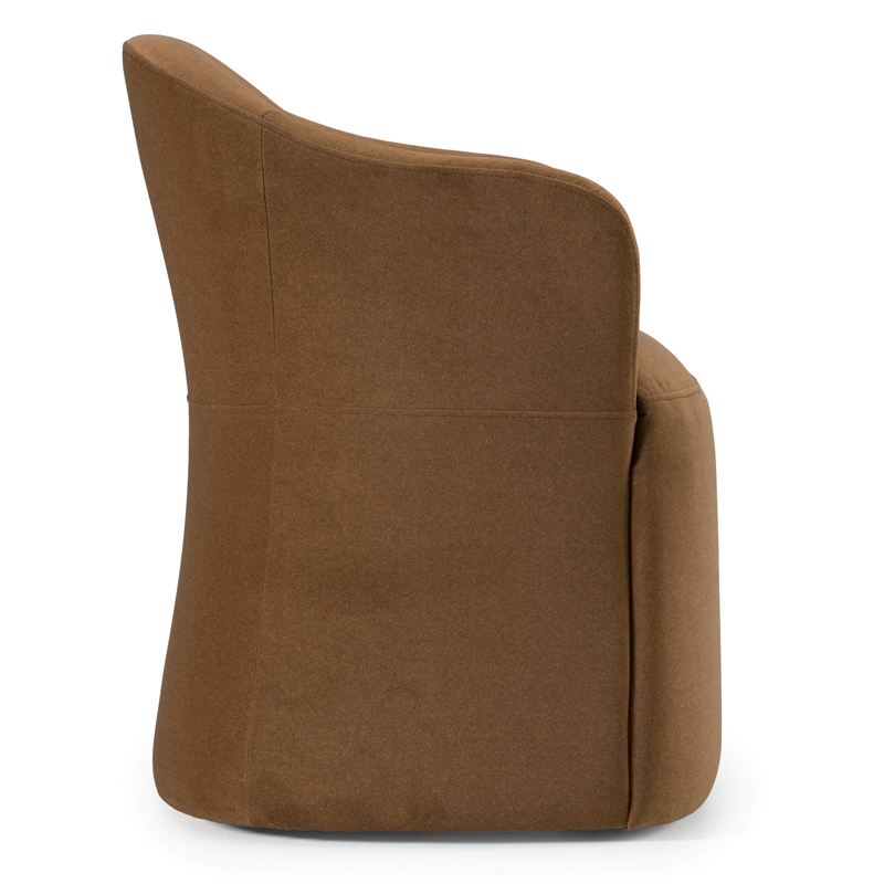 Pemberly Row Modern Brown Fabric Dining Chair with Rolling Casters
