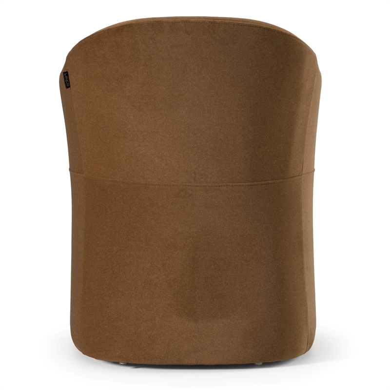 Pemberly Row Modern Brown Fabric Dining Chair with Rolling Casters