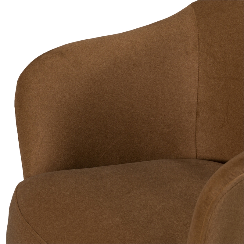 Pemberly Row Modern Brown Fabric Dining Chair with Rolling Casters